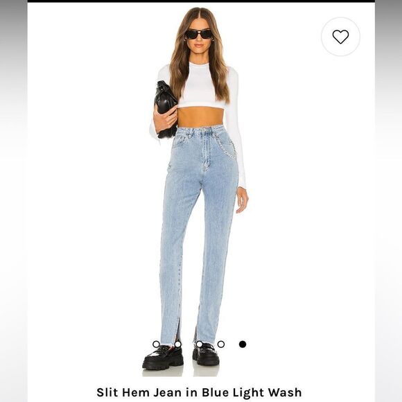 NEW WITH TAG WOMEN’S SIZE 30 STRETCH WEWOREWHAT SLIT HEM JEAN IN LIGHT VINTAGE - Picture 1 of 10